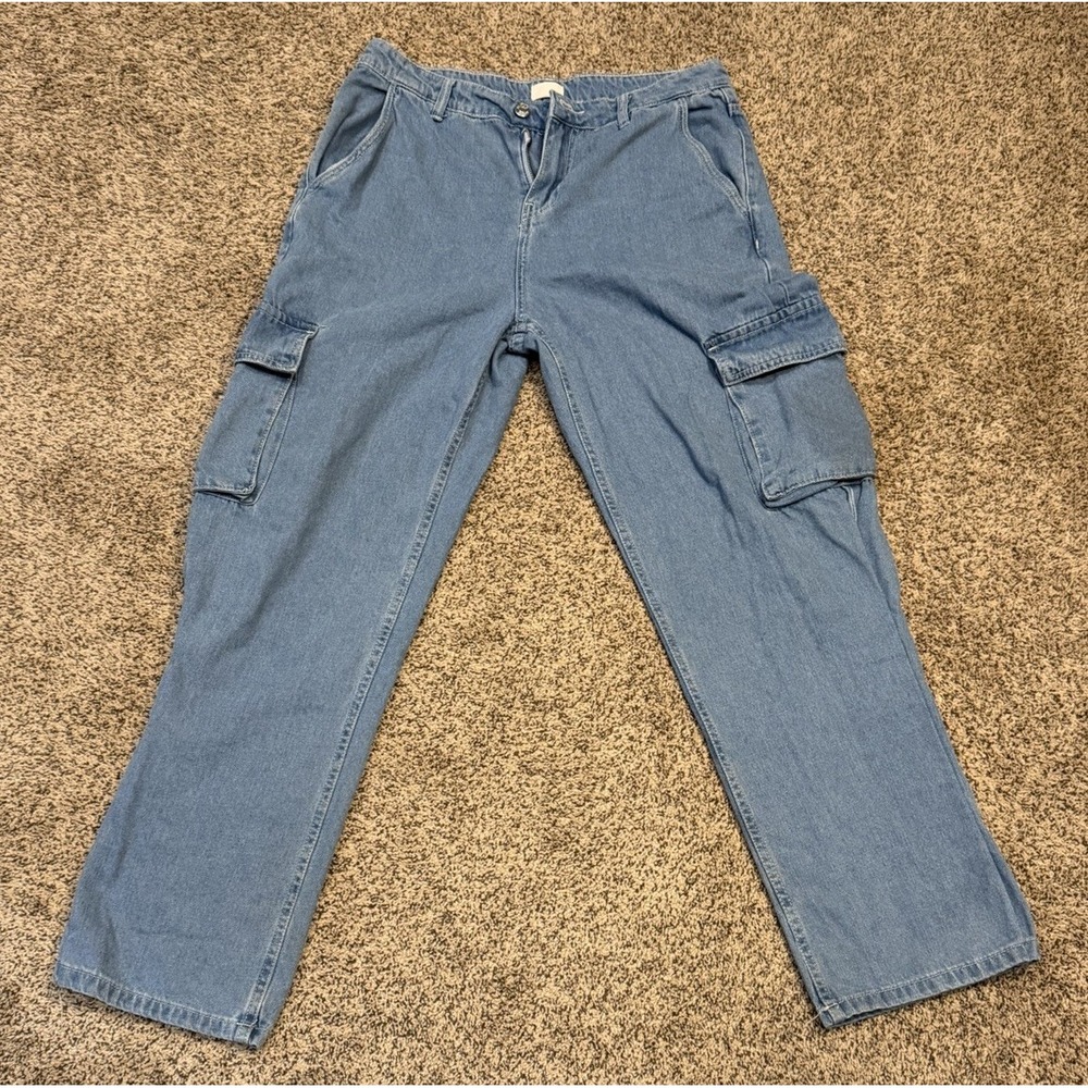 Simple Society Cargo Jeans Light Wash Denim Pants Size 7/28